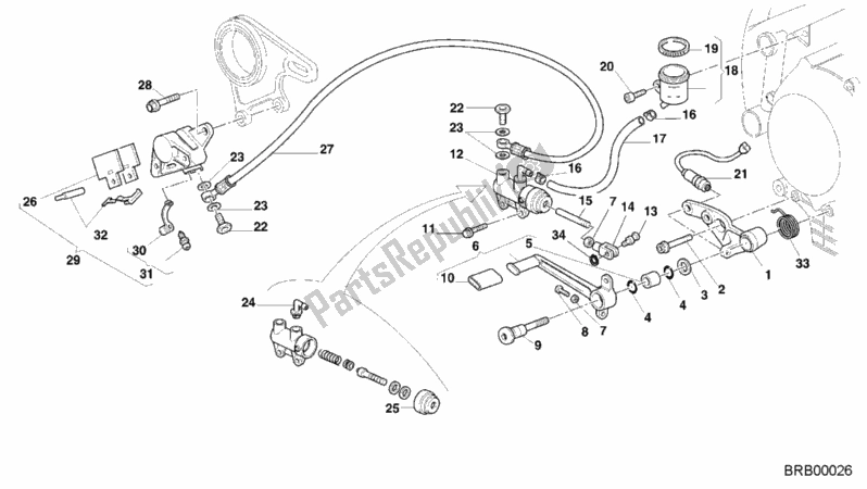 Toutes les pièces pour le Système De Freinage Arrière du Ducati Superbike 996 SPS 2000